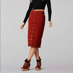 Lee Corduroy High Rise Midi Skirt